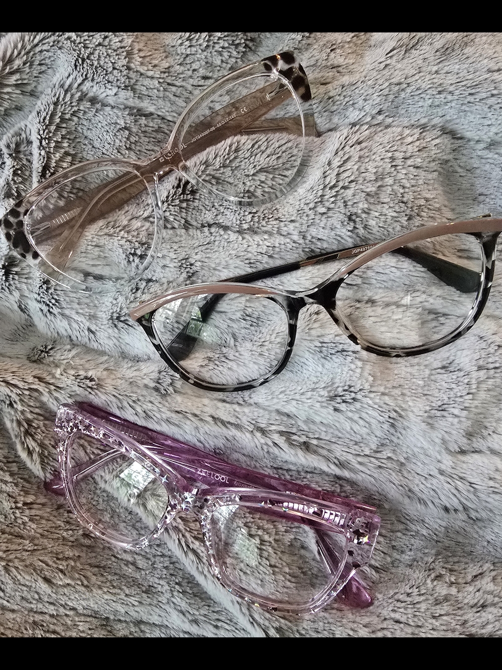 Clear and Lilac Fashion Eyeglasses Trio - Unbranded